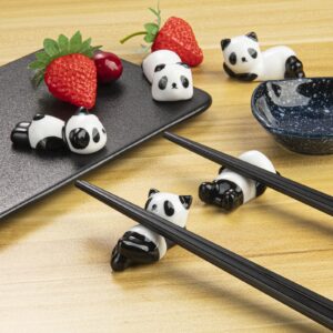 5 Pack Cute Ceramic Panda Chopsticks Rest,Chinese Paint Brush Rests,Holder Rack for Dinner Fork Spoon Knife Tableware,Decoration Home Kitchen Gift (5)