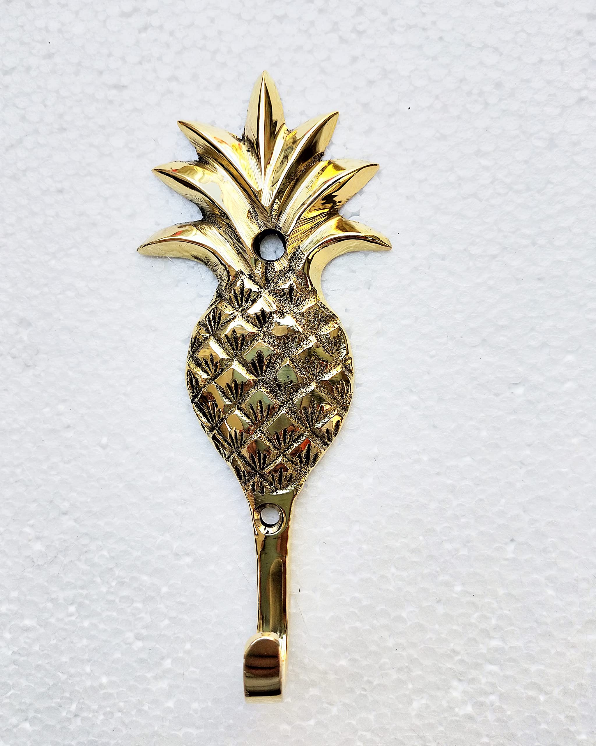 Brass Pineapple Decorative Wall Mount Hooks Set of 2 Pieces Sculpture Unique A Excellent Item for Home | Office | Restaurant Decorative Item Statue Coat Hook by INDIAART12, Height - 12 cm