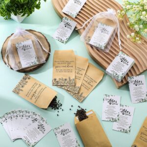 Ctosree 100 Set Wedding Favors for Guests Bulk Include 100 Pcs Self Adhesive Seed Packets Kraft Paper Seed Envelopes 100 Pcs Let Love Grow Cards 100 Pcs Organza Gift Bags for Bridal Shower (Classic)