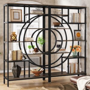 tribesigns 71 in geometric bookcase set, industrial 8-tiers bookshelves, tall etagere bookcase with metal frame, freestanding open storage shelving units for home office, living room