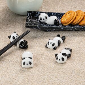 5 Pack Cute Ceramic Panda Chopsticks Rest,Chinese Paint Brush Rests,Holder Rack for Dinner Fork Spoon Knife Tableware,Decoration Home Kitchen Gift (5)