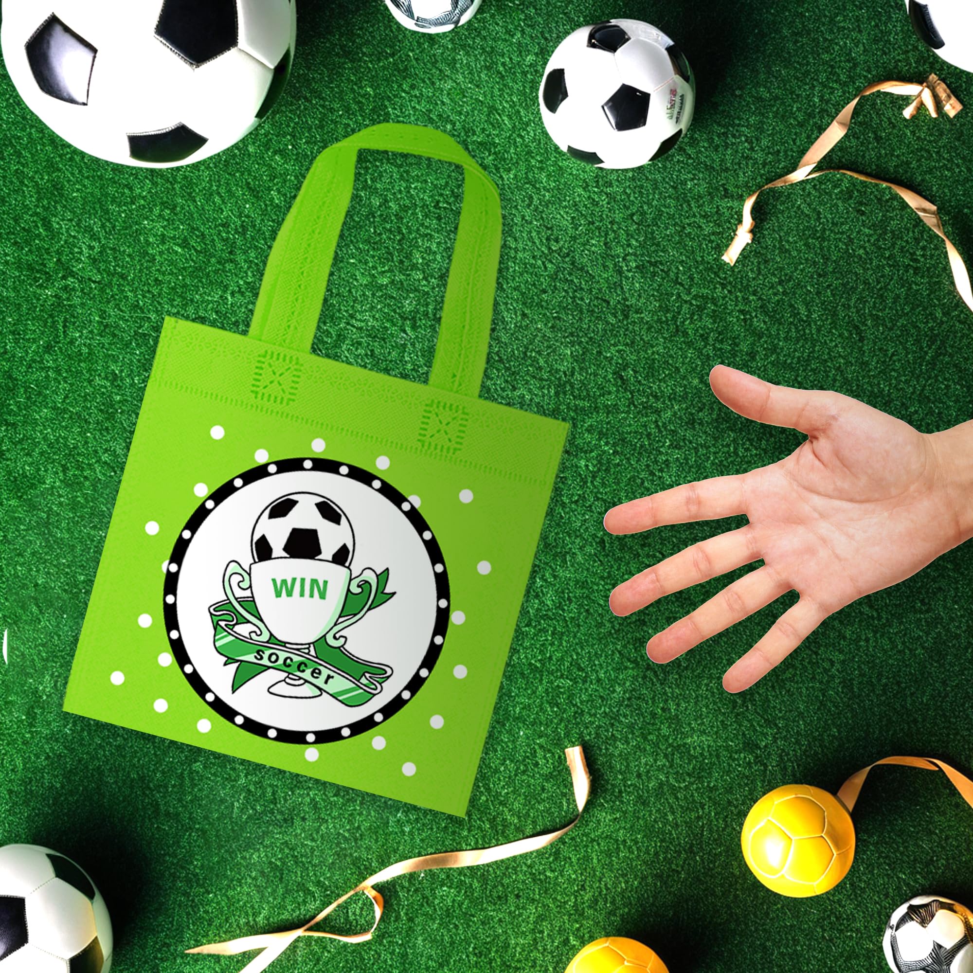 BANBALLON 20 PCS Soccer Party Favor Bags Soccer Gift Bags Treat Gift Bags for Kids Soccer Birthday Party Sports Theme Party Baby Shower World Cup Goodie Bags Supplies (Soccer)