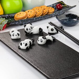 5 Pack Cute Ceramic Panda Chopsticks Rest,Chinese Paint Brush Rests,Holder Rack for Dinner Fork Spoon Knife Tableware,Decoration Home Kitchen Gift (5)