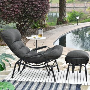 hooowooo outdoor glider chair with ottoman patio glider set glider outdoor chair patio glider chair with glider ottoman outdoor glider rocking chair set outdoor patio furniture glider rocker,black