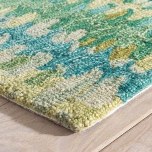 Dash and Albert Paint Chip Wool Area Rug - 4' x 6' Moss Graphic Hand Micro Hooked Accent Rug - Durable, High Traffic Areas Hallway, Living Room, Stairs