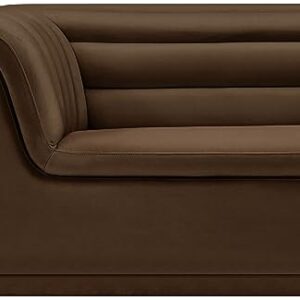 Meridian Furniture 192Brown-S Cascade Collection Modern | Contemporary Velvet Upholstered Sofa with Soft Brown Velvet Fabric, Deep Channel Tufting, Curved Arms, 94" W x 34" D x 28" H, Brown