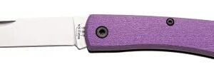 Bear & Son Small Locking Farmhand Folding Knife, 2 3/4” 440 Stainless Steel Blade, Lightweight Purple Aluminum Handle, Taper Ground Drop Point Blade (137LPL)