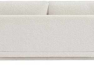 Meridian Furniture 198Cream-L Stylus Collection Modern | Contemporary Boucle Fabric Upholstered Loveseat with Rich Cream Boucle Fabric, Curved Arms, 64" W x 38" D x 31" H, Cream