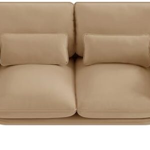 Meridian Furniture 199Camel-L Sloan Collection Modern | Contemporary Velvet Upholstered Loveseat with Soft Camel Velvet Fabric, Curved Arms, 64" W x 38" D x 31" H, Camel