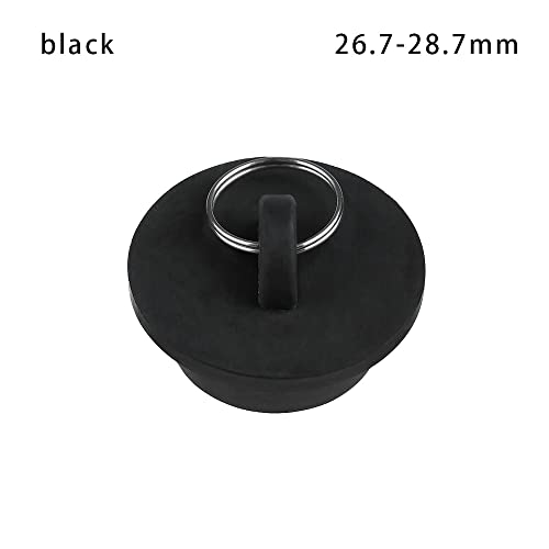 SLOYCA 1PC Durable Rubber Washroom Kitchen Sink Water Stopper Floor Round Drain Plug Sink Bathtub Drainage Stopper Leakage-Proof Plug (Color : Black 26.7-28.7mm)