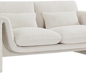 Meridian Furniture 198Cream-L Stylus Collection Modern | Contemporary Boucle Fabric Upholstered Loveseat with Rich Cream Boucle Fabric, Curved Arms, 64" W x 38" D x 31" H, Cream