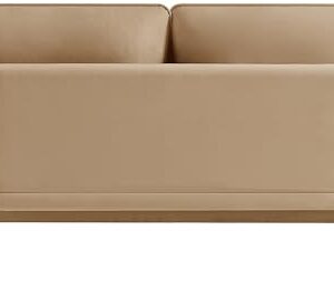 Meridian Furniture 199Camel-L Sloan Collection Modern | Contemporary Velvet Upholstered Loveseat with Soft Camel Velvet Fabric, Curved Arms, 64" W x 38" D x 31" H, Camel