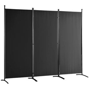 VEVOR Room Divider, 6.1 ft Room Dividers and Folding Privacy Screens (3-Panel), Fabric Partition Room Dividers for Office, Bedroom, Dining Room, Study, Freestanding, Black