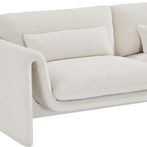 Meridian Furniture 198Cream-L Stylus Collection Modern | Contemporary Boucle Fabric Upholstered Loveseat with Rich Cream Boucle Fabric, Curved Arms, 64" W x 38" D x 31" H, Cream