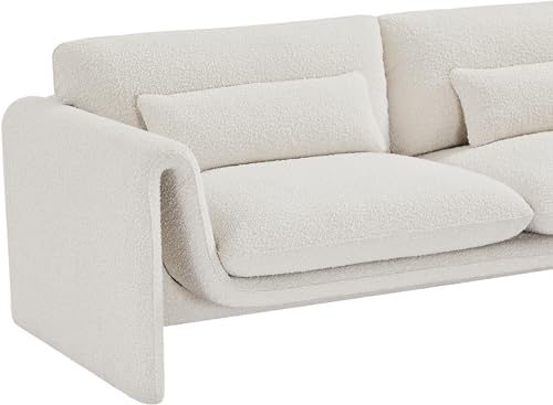 Meridian Furniture 198Cream-L Stylus Collection Modern | Contemporary Boucle Fabric Upholstered Loveseat with Rich Cream Boucle Fabric, Curved Arms, 64" W x 38" D x 31" H, Cream