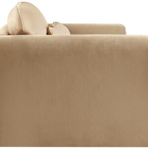 Meridian Furniture 199Camel-L Sloan Collection Modern | Contemporary Velvet Upholstered Loveseat with Soft Camel Velvet Fabric, Curved Arms, 64" W x 38" D x 31" H, Camel