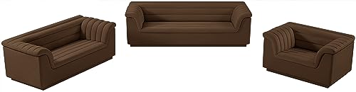 Meridian Furniture 192Brown-S Cascade Collection Modern | Contemporary Velvet Upholstered Sofa with Soft Brown Velvet Fabric, Deep Channel Tufting, Curved Arms, 94" W x 34" D x 28" H, Brown