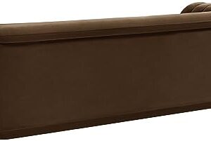 Meridian Furniture 192Brown-S Cascade Collection Modern | Contemporary Velvet Upholstered Sofa with Soft Brown Velvet Fabric, Deep Channel Tufting, Curved Arms, 94" W x 34" D x 28" H, Brown