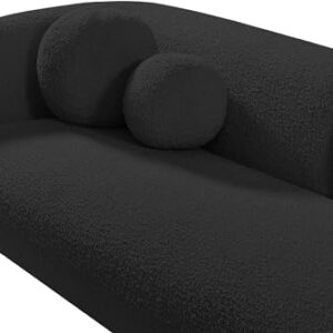 Meridian Furniture 139Black-S Emory Collection Art Deco Boucle Fabric Upholstered Sofa with Rich Black Boucle Fabric, Ball Pillows Included, 89" W x 34" D x 27" H, Black