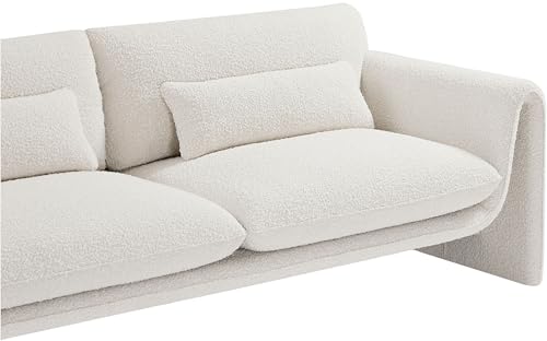 Meridian Furniture 198Cream-L Stylus Collection Modern | Contemporary Boucle Fabric Upholstered Loveseat with Rich Cream Boucle Fabric, Curved Arms, 64" W x 38" D x 31" H, Cream