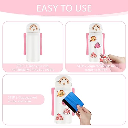 Giantree Silicone Cup Holder with Built-in Slot, Cup Cradle for Crafting Use to Apply Vinyl Decal Small Tumbler Stand Cup Holder with Felt Edge Squeegee Suit for Glass Cups Bottles Mugs(Pink)