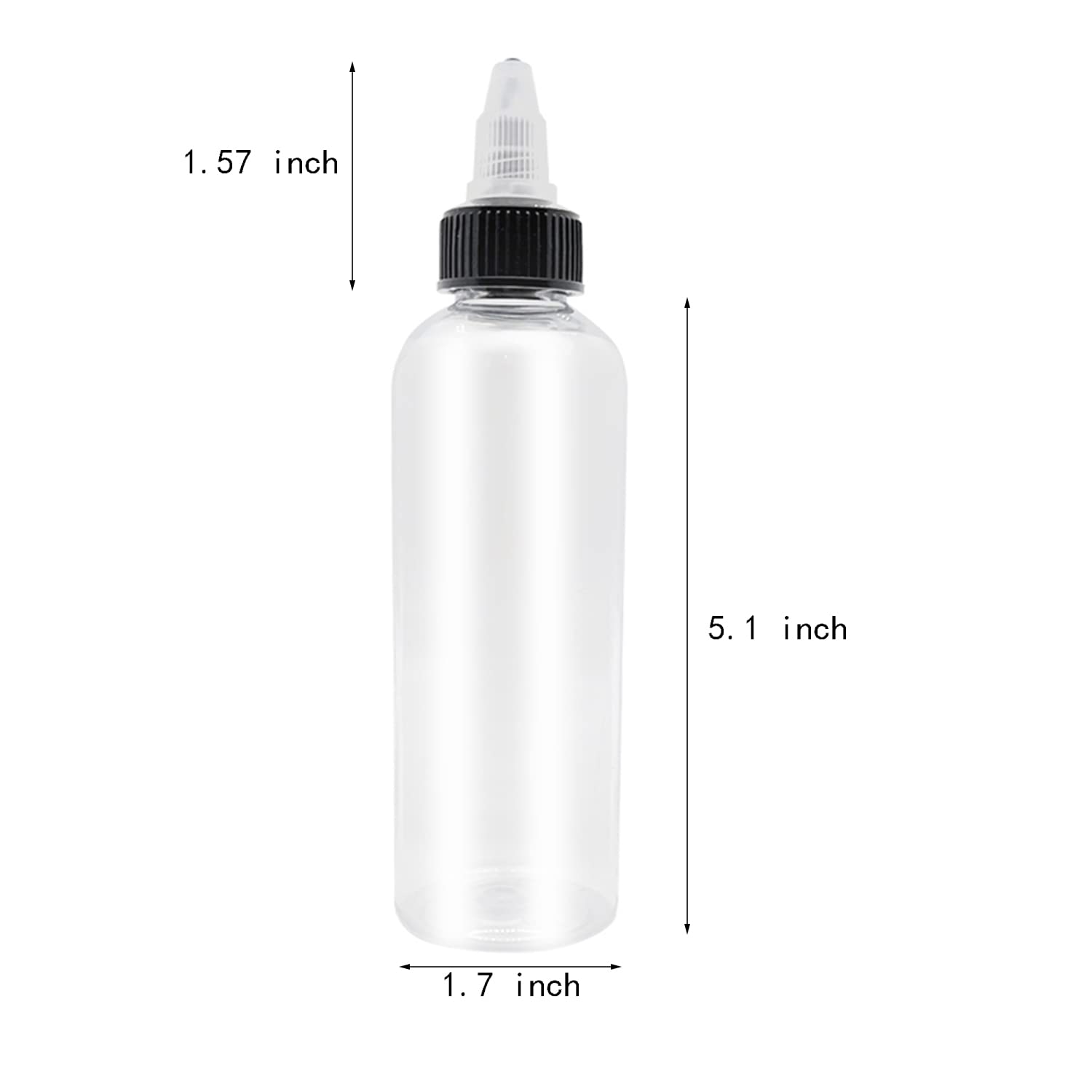 XYSMZM 4 Pcs Dispensing Bottles, 5oz Plastic Boston Squeeze Bottles with Twist Top Cap