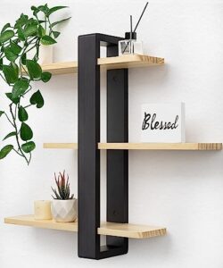 sumgar floating shelves for wall mounted shelving unit all pine wood 3 tier large shelf for bedroom living room office bathroom home decoration storage plant photo display modern 20in