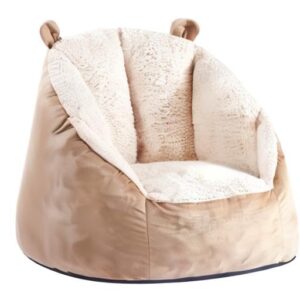 MOMCAYWEX Cute Soft Bean Bag Chair for Kids with Fluffy Bear Ears, Cozee Fluffy Lazy Chair for Up to 10 Years Old Girls and Boys