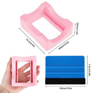 Giantree Silicone Cup Holder with Built-in Slot, Cup Cradle for Crafting Use to Apply Vinyl Decal Small Tumbler Stand Cup Holder with Felt Edge Squeegee Suit for Glass Cups Bottles Mugs(Pink)