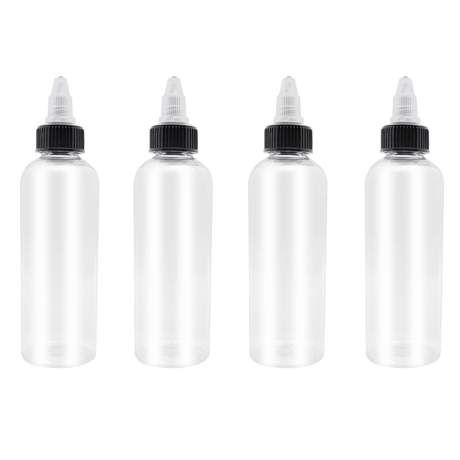 XYSMZM 4 Pcs Dispensing Bottles, 5oz Plastic Boston Squeeze Bottles with Twist Top Cap