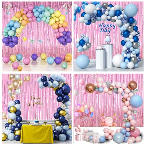 TenLaitech Curtain Pink Foil Backdrop, 3 PCS 3.3 x 9.9 ft, for Galentines Day Decorations, Birthday, Graduation, Engagement Party Decorations