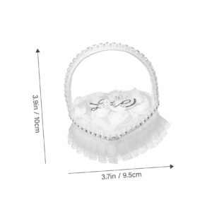 VICASKY Lace Ring Pillow Ring Bearer Cushion Wedding Ring Pillow Heart Shape Ring Pillow Ring Barrier Pillow for Wedding Heart Shaped Ring Pillow Ring Bracket Box Pearl Bride Satin