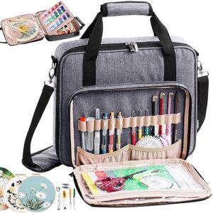 mybagzing | large embroidery bag - embroidery project bag -cross stitch supplies organizer - embroidery kits bag - embroidery storage bag - embroidery organizer for floss, loops (bag only)