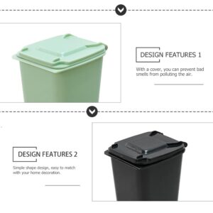 HAPINARY Desktop Miniature Trash Can, Polypropylene Material, Swing-Lid Opening Mechanism, Assorted Colors, 2pcs