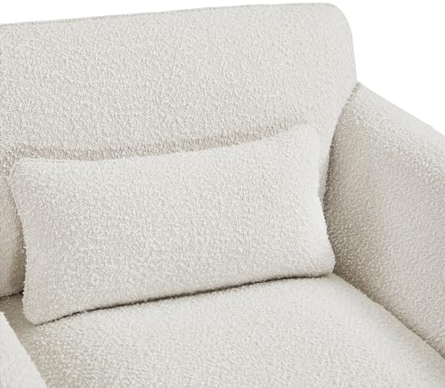 Meridian Furniture 198Cream-L Stylus Collection Modern | Contemporary Boucle Fabric Upholstered Loveseat with Rich Cream Boucle Fabric, Curved Arms, 64" W x 38" D x 31" H, Cream