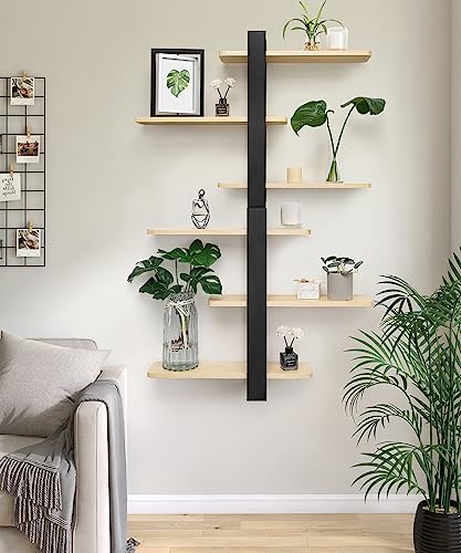 SUMGAR Floating Shelves for Wall Mounted Shelving Unit All Pine Wood 3 Tier Large Shelf for Bedroom Living Room Office Bathroom Home Decoration Storage Plant Photo Display Modern 20in