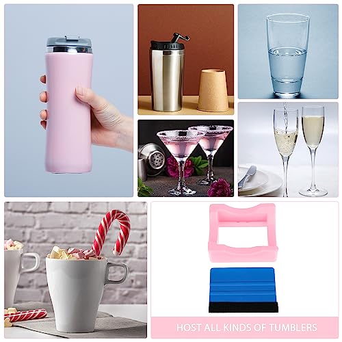 Giantree Silicone Cup Holder with Built-in Slot, Cup Cradle for Crafting Use to Apply Vinyl Decal Small Tumbler Stand Cup Holder with Felt Edge Squeegee Suit for Glass Cups Bottles Mugs(Pink)