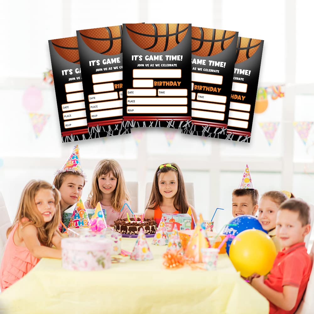 FujLoy Basketball Birthday Invitation, Basketball Sports Birthday Party Invitations, Basketball Birthday Party Supplies.（048）