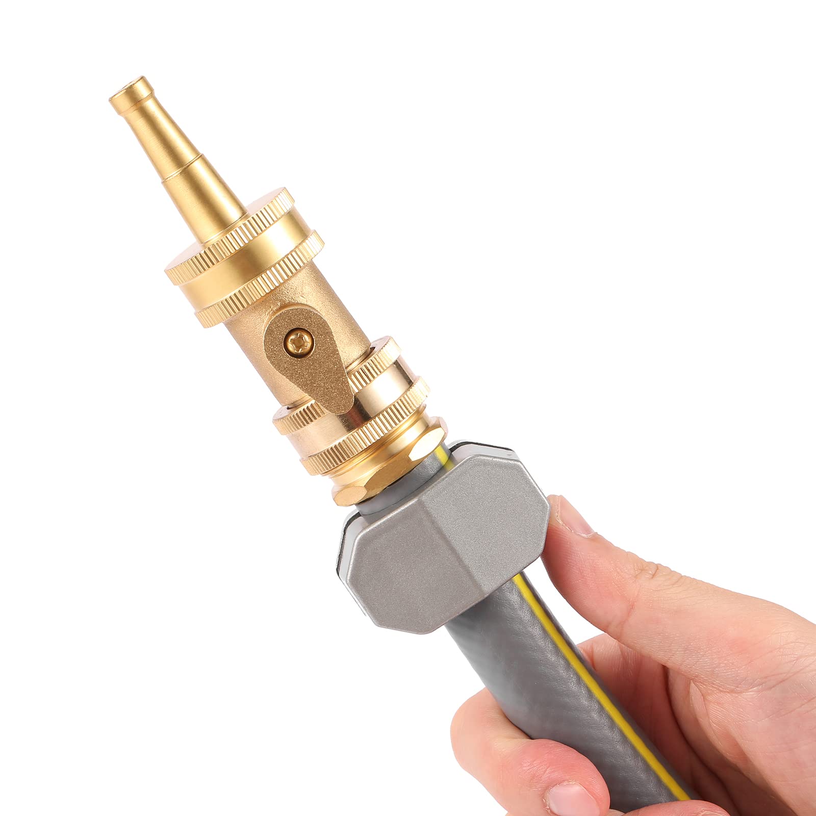 High Pressure Hose Nozzle with Hose Shutoff Valve, Brass Heavy Duty Spray Nozzles for Garden Hose, Water Hose Nozzle, 3/4" GHT Jet Nozzle for Hose Outdoor/Outside-2 Set