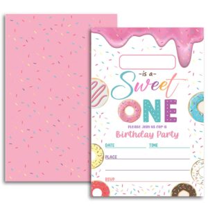 fujloy donut sweet one birthday party invitation,sweet one birthday party decorations, donut themed birthday party supplies.（045）