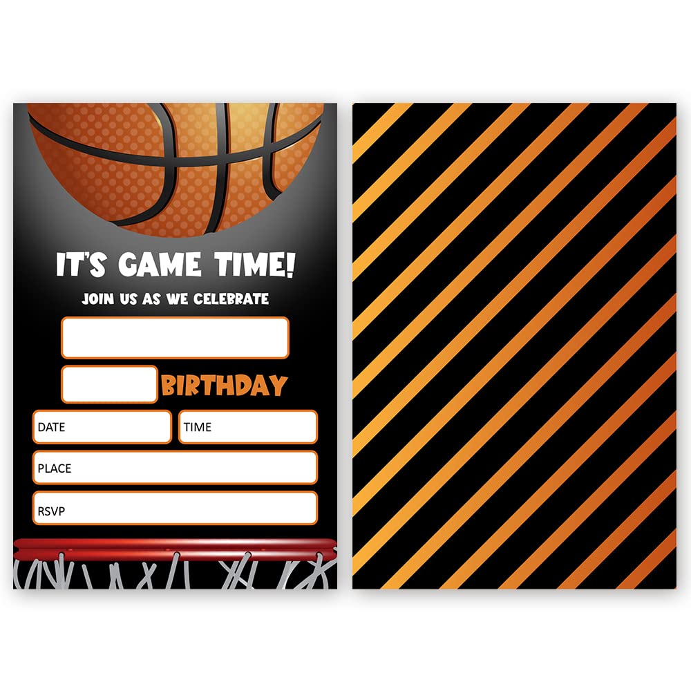 FujLoy Basketball Birthday Invitation, Basketball Sports Birthday Party Invitations, Basketball Birthday Party Supplies.（048）