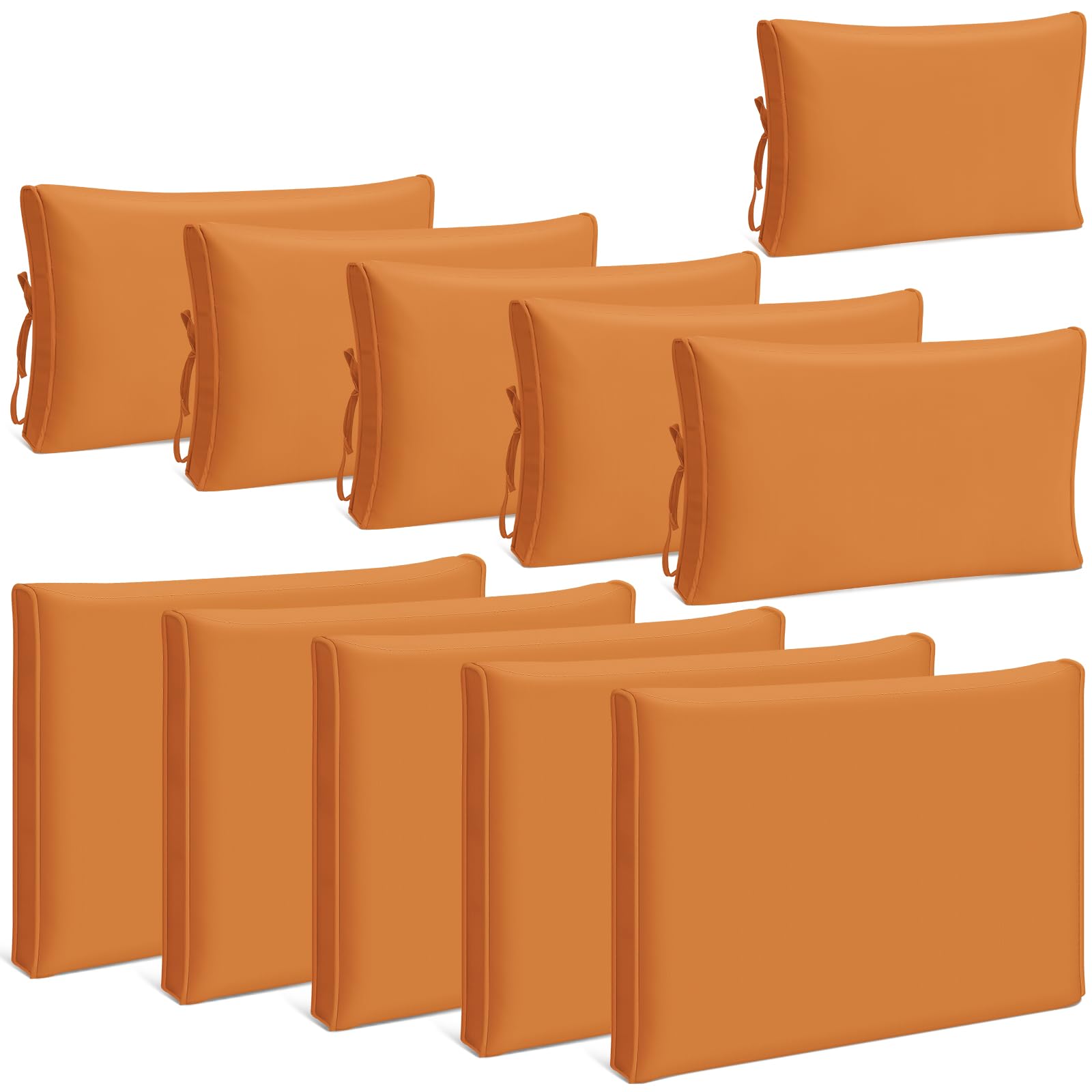 Patelai 11 Pcs Outdoor Cushion Covers Patio Cushion Slipcovers Replacement Splash Proof with Zipper for Outdoor Indoor Furniture, Patio Sofa Couch 3 Sizes, Replacement Covers Only(Orange)