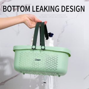 HAPPY MOTTE Plastic Portable Shower Caddy, Bathroom Shower Caddy Basket Tote With Handle For Collage Dorm Camp Travel Green