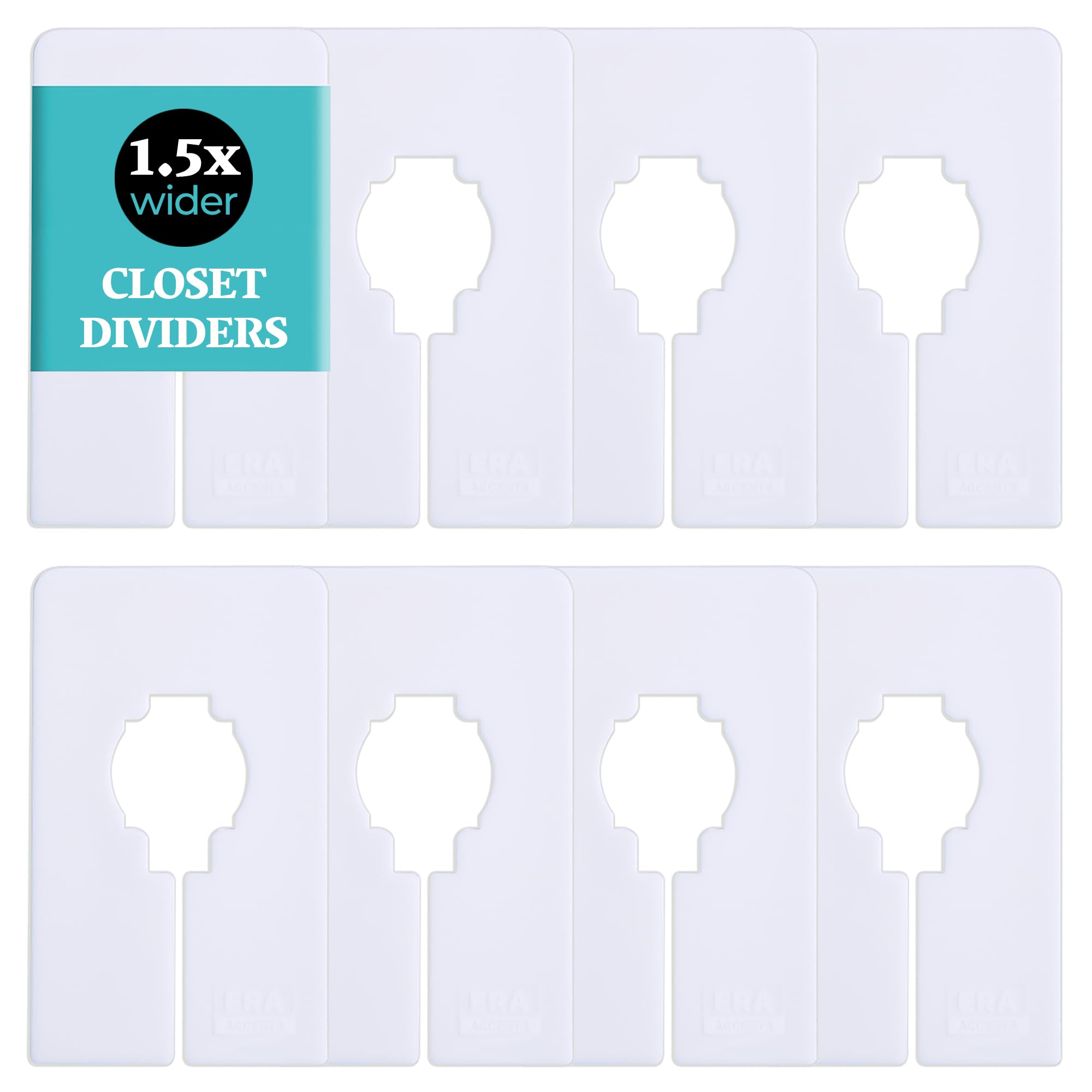 Closet Dividers for Hanging Clothes- 8x Rectangle Clothing Size Dividers for Racks, 1.5 WIDER White Closet Divider Set for Easy Labeling