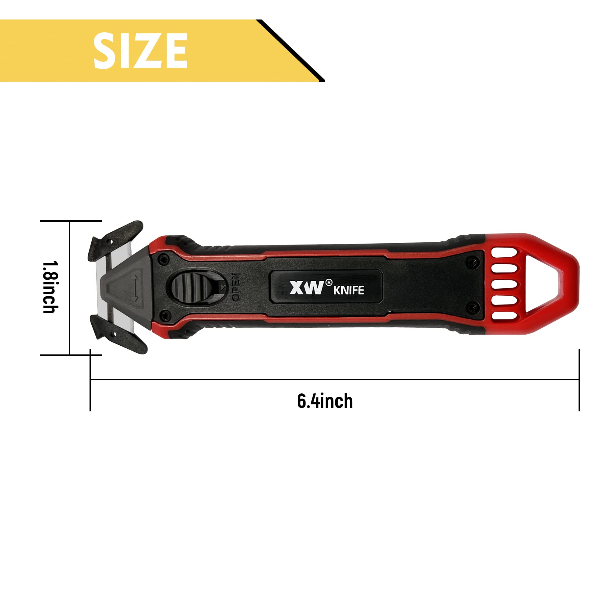 XW Safety Box Cutter with Quick Blade Change, Extra 5 Replacement Blades Included