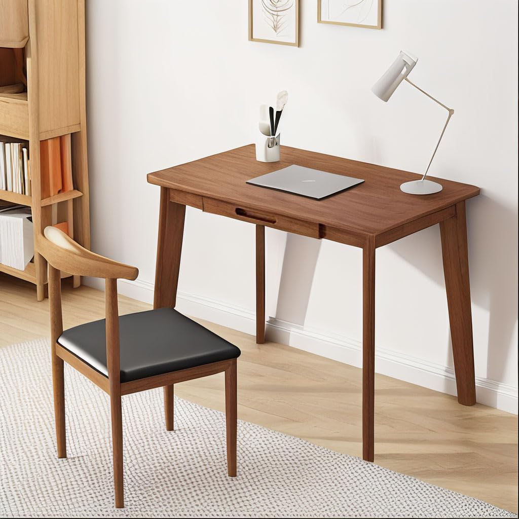 DELLMAO Writing Computer Desk Office Desk Computer Table Study Writing Desk with 2 Drawers for Home Office Modern Furniture