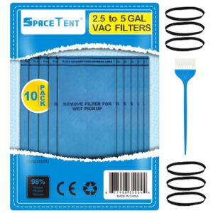 spacetent 10 pack vf2000 / ws01025f2 filter bags compatible with workshop select 2-1/2-gallon to 5-gallon vacs, armor all aa255 vac, select husky stinger and bucket head wet dry vacs.