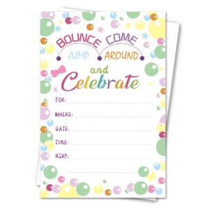 knibeo bounce house party invitations - jumping party invitations, 4x6 inches kids birthday invitations cards set of 20 with white envelopes