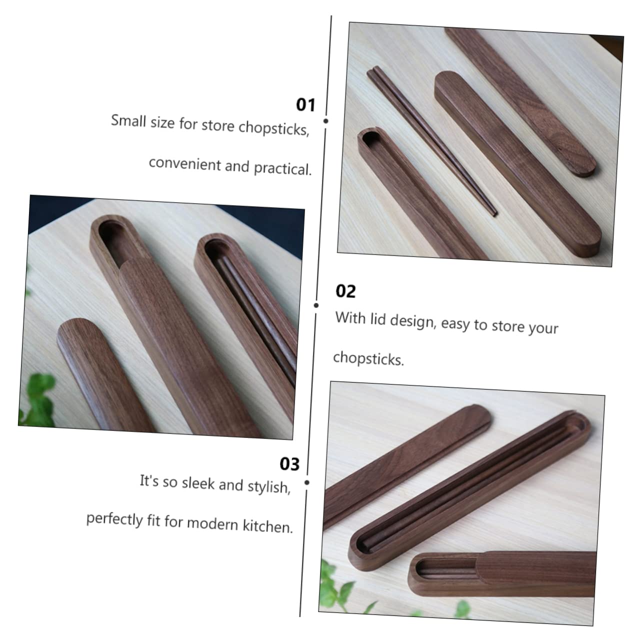 SHOWERORO Solid Wood Chopsticks Box Chopsticks Camping Holder Travel Silverware Travel Chopsticks with Case Silverware Case Chinese Chopsticks Black Walnut Solid Wood Fork Student Outdoor