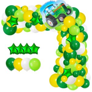 dark green yellow white balloon garland kit - 117pcs lime green yellow white balloons tractor birthday party for golf farmyard tractor birthday graduation back to school festival party decorations